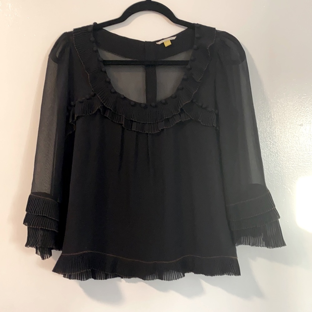 Leifsdottir Black Blouse w/ Snap Button Back Closure